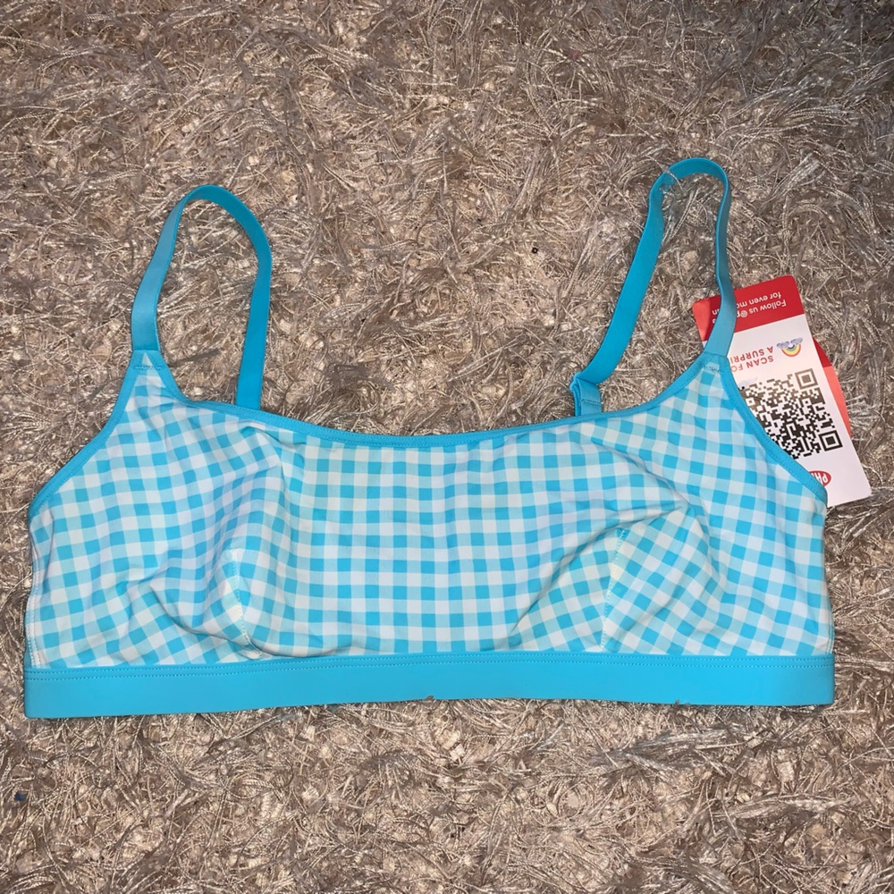 3 for $30 β‘οΈ Blue Checkered Women's Bra & Undies matching set - size L NWT - Picture 2 of 16